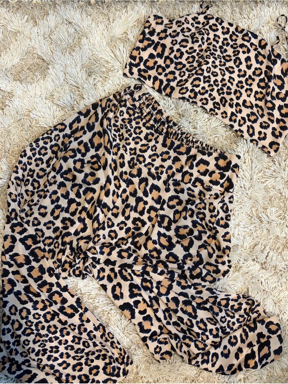 Victoria's Secret Leopard Print Crop Top and Skirt Set - Tan and Black